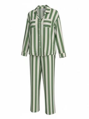 Jubylee striped green & off white pajama top &  pants set - size small/medium